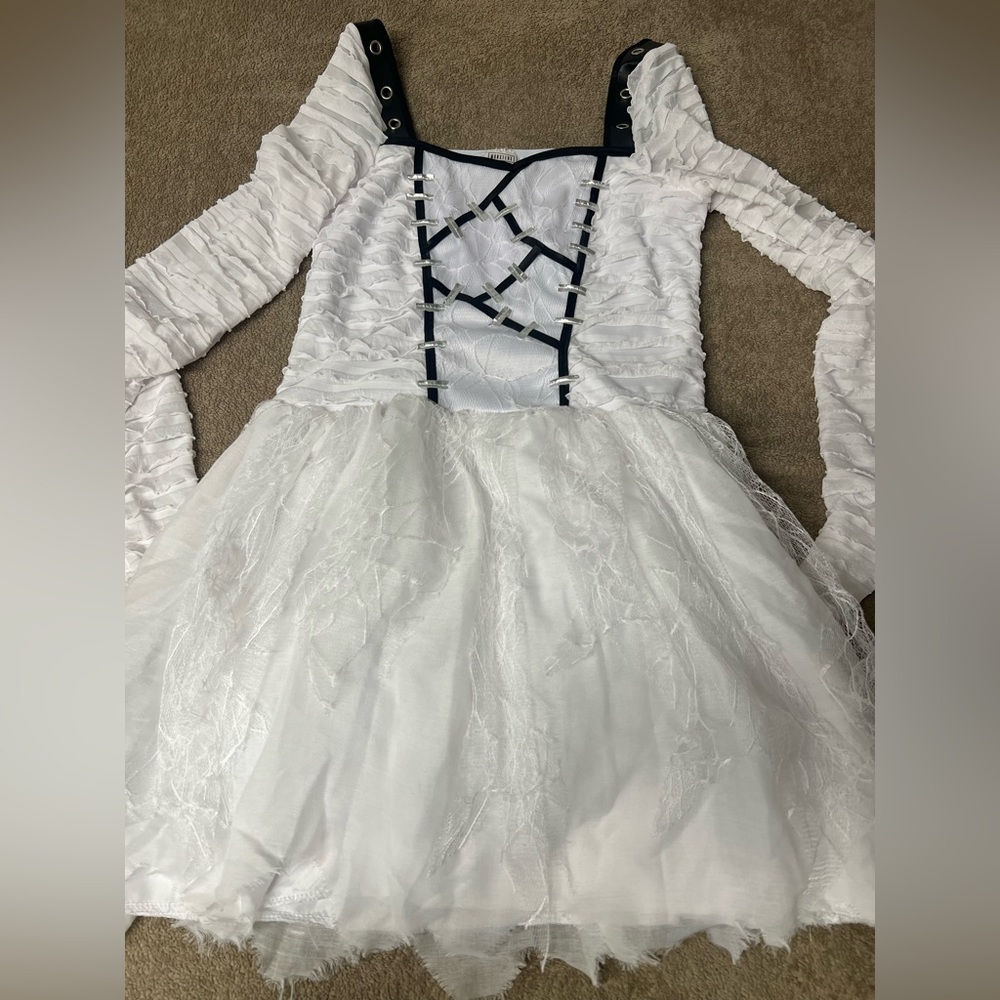 Universal White and Black High Low Dress
